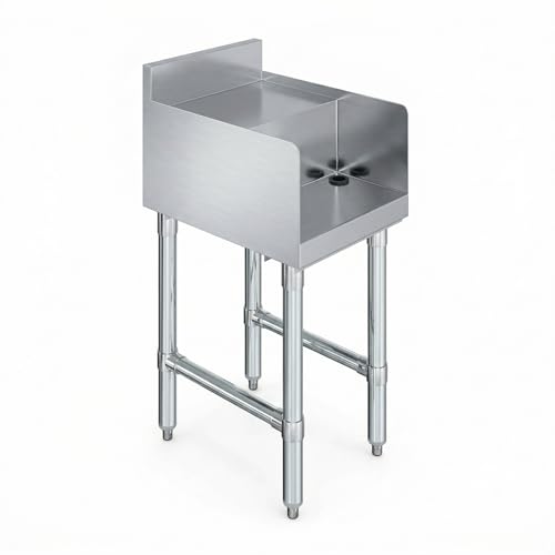 Commercial Underbar Blender Station 18.5 in. x 14 in. x 30 in. Stainless Steel Flat Top with Side Splashes NSF, Bar Prep Station with Grommet Hole for Blender Cords - size: 18 in. x 14 in.