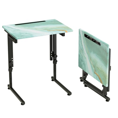 Folding TV Tray Table,Adjustable TV Dinner Table with Sturdy MDF Top,Eating Trays for Living Room with No Assembly Required (Sea Blue) - color: Sea Blue, size: 1PC