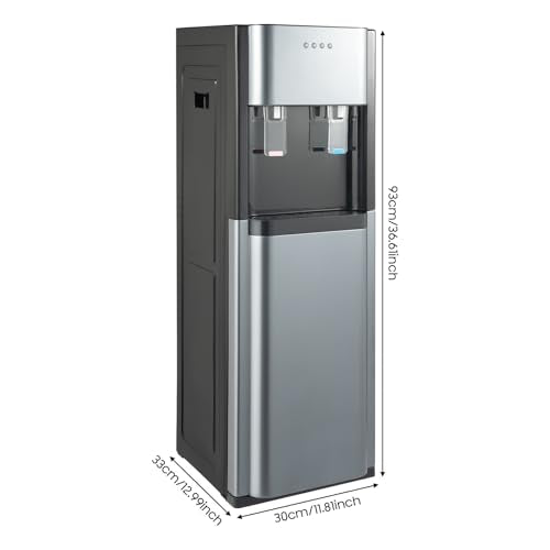 F880 Floor Standing Beverage Tower, Lower Cabinet Loading Hot and Cold Water Station, 450W Heating w/Cup-Push Spout for Kitchen, Lounge & Front Desk (Dark Gray) - color: Dark Gray