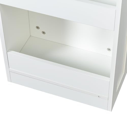 Slim Storage Cart,Pull-Out Spice Rack Next to Fridge White Narrow Storage Cabinet with Open Self, Wood Unit Storage Rack with Handle Wheels for Narrow Spaces,7 Tier - size: 2