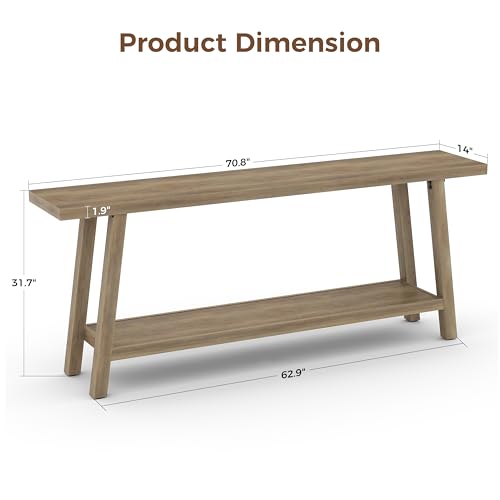GarveeHome 70.87" Extra Long Console Table, Narrow Sofa Table Behind Couch, Rusitc Pear Entryway Table for Hallway Living Room Foyer, Farmhouse Accent Skinny Table, Rusitc Pear, 70.87" L x 14.02" W - color: Rustic Pear, size: 70.87"L x 14.02"W x 31.5"H