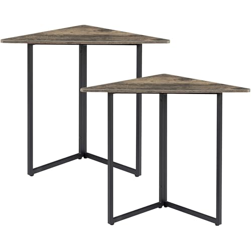 VECELO Corner Desk,Office Tables for Living Room for Small Space Triangle Computer Desk with Steel Frame Corner Shelves with Metal Frame Writing Desk for Workstation Classic Grey 31.1" 2 Set - color: Grey, size: 2PCS 31.1"