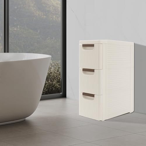 3 Tier Mobile Storage Cart, Modern White Slim Rolling Storage Cabinet with Wheels, Compact Organizer Cart for Kitchen Bathroom Bedroom Office (3 Drawer) - size: 3 Drawer