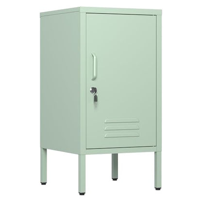 Metal Locker Nightstand with Shelf,Single Door Lockable Metal End Table,Modern Bedside Table, Versatile Side Cabinet for Bedroom, Living Room, or Office (27.55”h x 13.78”w x 14.96”d) - color: Green