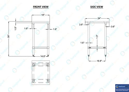 24 in. x 18 in. Open Base Stainless Steel Work Table | Residential & Commercial | Food Prep | Heavy Duty Utility Work Station | NSF - size: 18 in. Length x 24 in. Width