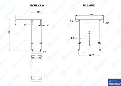 AmGood 30 in. x 12 in. Open Base Stainless Steel Work Table | Residential & Commercial | Food Prep | Heavy Duty Utility Work Station | NSF - size: 12 in. Length x 30 in. Width