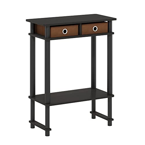 Furinno Turn-N-Tube Tall-Wide Hallway Console Table with Bin, Espresso/Brown - color: Espresso/Brown, size: 1-Pack