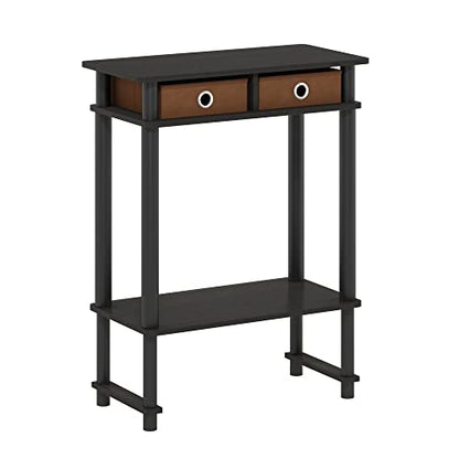 Furinno Turn-N-Tube Tall-Wide Hallway Console Table with Bin, Espresso/Brown - color: Espresso/Brown, size: 1-Pack