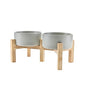 SPUNKYJUNKY Elevated Dog Bowls Ceramic, 6.1'' Dogs and Cat Food Water Bowls Raised with Non-Slip Bamboo Stand for Medium Sized Breed Microwave Dishwasher Safe - 28.7 OZ,Grey - color: Grey, size: 6.1 in - 3.6 cups
