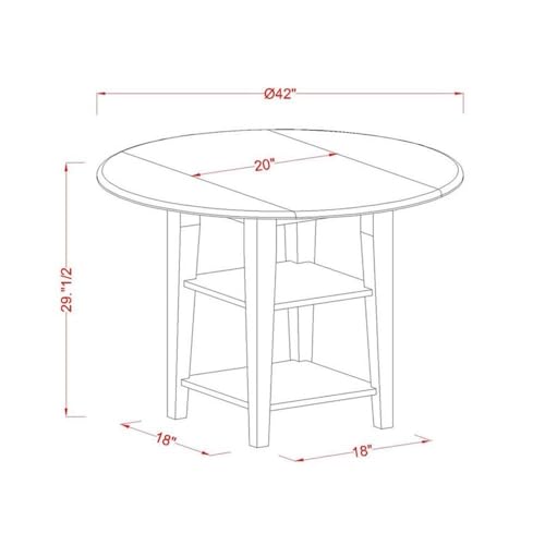 East West Furniture SUWE3-LWH-W 3 Piece Modern Dining Table Set Contains a Round Wooden Table with Dropleaf & Shelves and 2 Dining Room Chairs, 42x42 Inch, Linen White - style: SUWE3-LWH-W