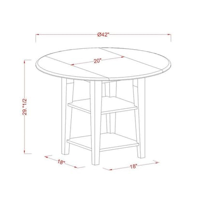 East West Furniture SUWE3-LWH-W 3 Piece Modern Dining Table Set Contains a Round Wooden Table with Dropleaf & Shelves and 2 Dining Room Chairs, 42x42 Inch, Linen White - style: SUWE3-LWH-W