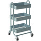 Metal Rolling Cart,3-Tier Metal Rolling Cart with Wheels,3 Tier Utility Cart with Wheels for Office,Home,Kitchen,Garden（13.4"x18.1"x31"） Blue - color: Blue, size: 31"H