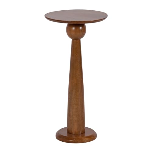 Kate and Laurel Jakob Modern Wooden Round Side Table; 12 x 24; Walnut Brown; Circle Pedestal Table for Use as Bedroom Nightstand; Indoor Plant Stand; or Decorative Living Room Table - color: Walnut Brown