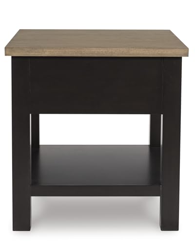 Signature Design by Ashley Drazmine Casual End Table with 1 Lower Shelf, Light Brown & Black - color: Light Brown & Black