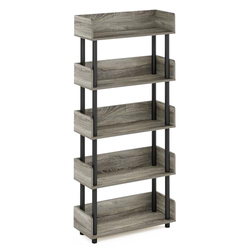 Furinno Turn-N-Tube 5-Tier Toolless Display Rack, French Oak/Black - color: French Oak/Black, size: 5-Tier Display Rack