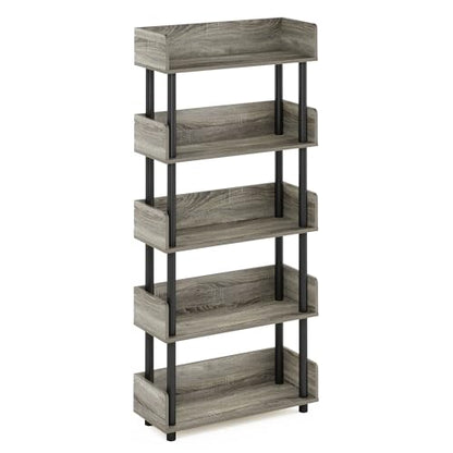 Furinno Turn-N-Tube 5-Tier Toolless Display Rack, French Oak/Black - color: French Oak/Black, size: 5-Tier Display Rack