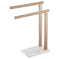 KOKOSIRI Hand Towel Racks Stand Towel Holder 2-Tier with Marble Base for Bathroom Vanity Countertop, Champagne Bronze Stainless Steel 15.7'' Height THS0007-CPG - color: Champagne Bronze, size: 2-Bar