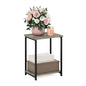 Pemberly Row Industrial End Table, Metal Frame with French Oak Finish, 11.7 x 15.2 x 19.7 in, 2-Tier Shelves, Durable Composite Wood, Rustic Style Living Room Side Table