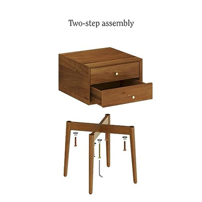 Nathan James 32704 Harper Mid-Century Oak Wood Nightstand with 2-Drawers, Small Side End Table with Storage, Brown - color: Oak Brown, size: Set of 1
