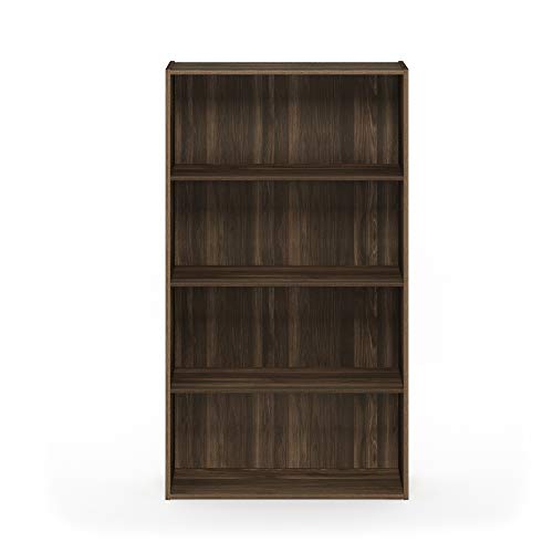 Furinno PASIR Book Shelf, 4-Tier Bookshelf, Bookcase with Open Shelf, 9.4 x 23.6 x 41.7, for Living Room, Bedroom, Home Office, Columbia Walnut - color: Columbia Walnut, size: 4-Tier