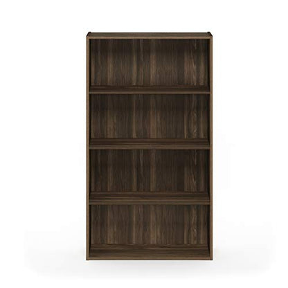 Furinno PASIR Book Shelf, 4-Tier Bookshelf, Bookcase with Open Shelf, 9.4 x 23.6 x 41.7, for Living Room, Bedroom, Home Office, Columbia Walnut - color: Columbia Walnut, size: 4-Tier