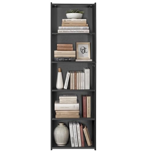 ZENY 5-Tier Shelf Bookcase, Freestanding Wood Storage Display Open Bookshelf for Home Office (Black) - color: Black