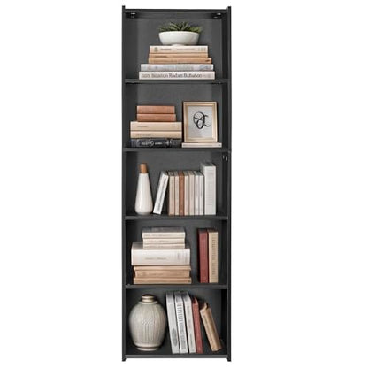 ZENY 5-Tier Shelf Bookcase, Freestanding Wood Storage Display Open Bookshelf for Home Office (Black) - color: Black