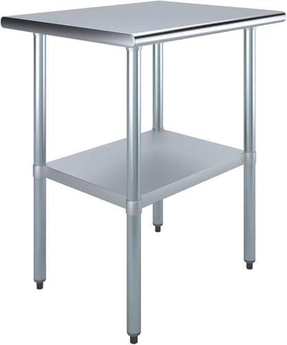 24" x 30" Stainless Steel Prep Table – NSF Certified Heavy Duty Work Table for Home & Commercial Use – Galvanized Undershelf & Legs - size: 30x24
