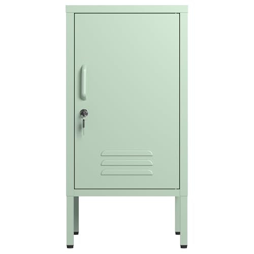 Metal Locker Nightstand with Shelf,Single Door Lockable Metal End Table,Modern Bedside Table, Versatile Side Cabinet for Bedroom, Living Room, or Office (27.55”h x 13.78”w x 14.96”d) - color: Green