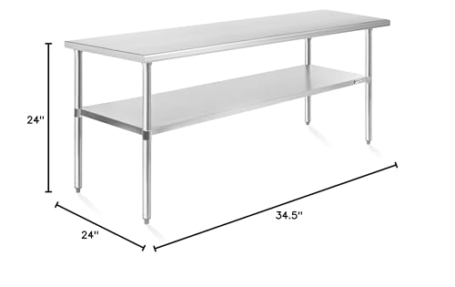 KUTLER Stainless Steel Table 24 x 72 Inches, NSF Heavy Duty Commercial Kitchen Prep and Work Table with Undershelf for Restaurant, Hotel, Home - size: 24" x 72"