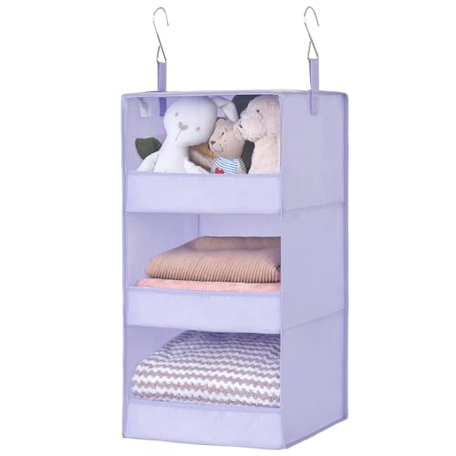 GRANNY SAYS 3 Shelf Hanging Closet Organizers and Storage, Collapsible Closet Storage Organizer with 2 Metal Hooks, Leak-Proof Hanging Shelves for Nursery, Kids Room, Bedroom, 1 Pack, Purple - color: 3-shelf Purple, size: 1-Pack