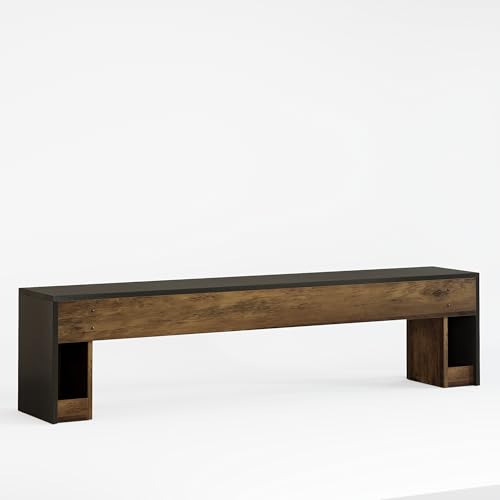 Tribesigns 71" Extra Long Entryway Bench, Farmhouse Bed Bench (Black&Brown) | Modern Wooden Shoe Bench Indoor Seating with Layered Design for Hallway, Bedroom, Living Room, Sofa Back, Dining Room - color: Black & Brown