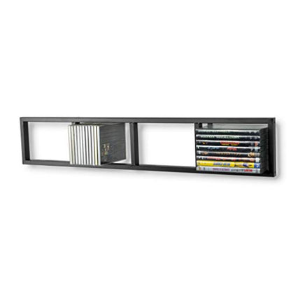 You Have Space CD DVD Storage Shelf for Wall, 34 Inch Cube Storage Media Shelf and Video Game Organizer, Metal Black Wall Shelf