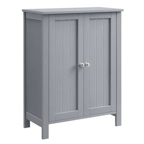 VASAGLE Bathroom Floor Storage Cabinet, Bathroom Storage Unit with 2 Adjustable Shelves, Bathroom Cabinet Freestanding, 11.8 x 23.6 x 31.5 Inches, Dove Gray UBCB060P36 - color: Dove Gray, style: 2 Doors