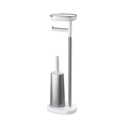 Joseph Joseph EasyStore Butler Toilet Paper Holder Stand and Flex Toilet Brush with Shelf and Drawer, Stainless Steel - style: Stand with Toilet Brush