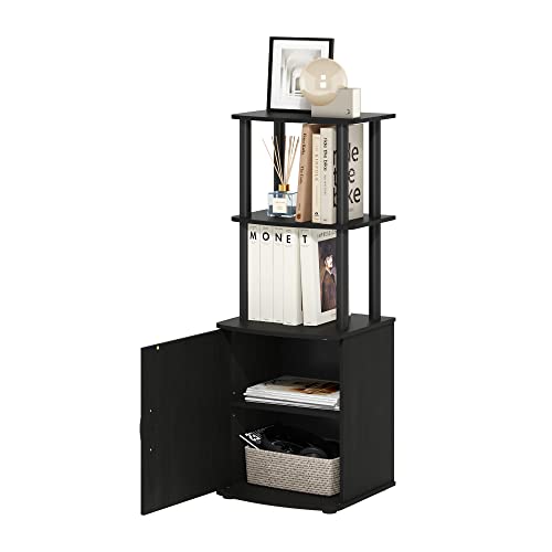 4-Tier Bookcase with Door Cabinet, TV Stand Side Book Shelf, Storage Shelves, Display Shelf for Organization and Storage, Home Office, Living Room, Blackwood - size: 2 Tier