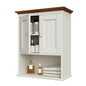 Treocho Wood Wall Cabinet, Bathroom Medicine Cabinet Storage with Doors and Adjustable Shelf, Rustic Cabinet Wall Mounted for Bathroom, Living Room, Kitchen, White & Brown - color: Farmhouse