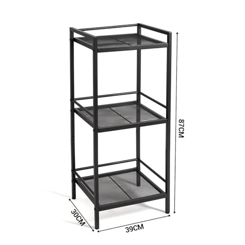 IDEALHOUSE 3 Tier Bathroom Shelves – Ladder Shelf Freestanding Rustic Home Organizer, Space-Saving Metal Storage Shelving Unit for Living Room, Bedroom, Kitchen, Office, Rustproof - color: 3 Tier Black