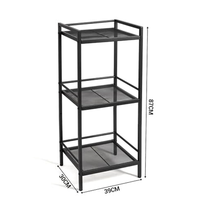 IDEALHOUSE 3 Tier Bathroom Shelves – Ladder Shelf Freestanding Rustic Home Organizer, Space-Saving Metal Storage Shelving Unit for Living Room, Bedroom, Kitchen, Office, Rustproof - color: 3 Tier Black