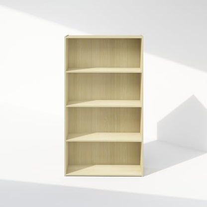 Furinno Simple Book Shelf, 4-Tier Bookshelf, Bookcase with Open Shelf, 9.4 x 23.6 x 41.7, for Living Room, Bedroom, Home Office, Steam Beech - color: Steam Beech, size: 4-Tier, Standard