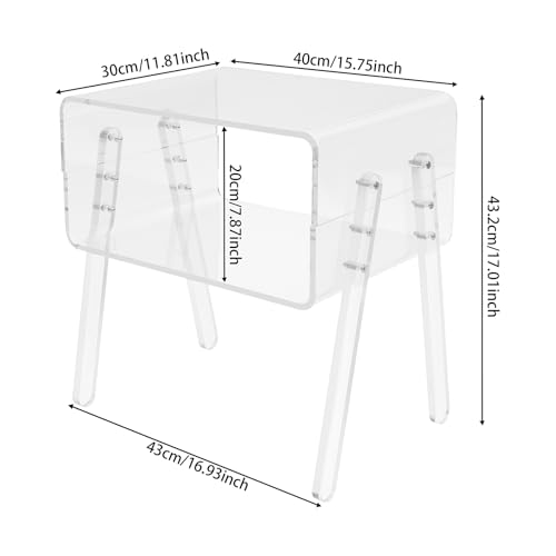 Acrylic Side Table, 2-Tier End Table with Open Storage for Small Spaces, Clear Modern Nightstand for Bedroom, Living Room, Apartment - color: Clear