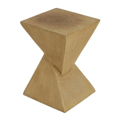 Modern Geometric Side Table with Sleek Matte Finish for Living Room, Bedroom, or Entryway Decor (Light Natural + Magnesium Oxide)