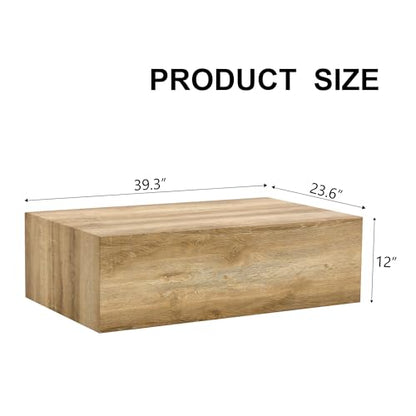 39"Rectangular Compact Coffee Table,Small Cube End Table,Modern Side Table with Stylish Wood Grain Pattern,Minimalist Accent Table for Living Room,Office,Apartment,Nightstand(Light Wood,39") - color: Light Wood,39"