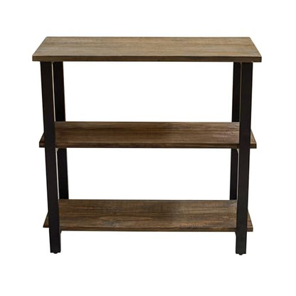 Alaterre Furniture Pomona Living Room 3-Tier Solid Wood Under-Window Bookshelf with Metal Frame – Rustic Industrial Modern Living Room Bookcase (Rustic Brown)