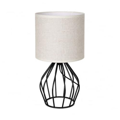 Small Bedside Lamp for Bedroom, Decorative Nightstand Lamp with Black Metal Base and Linen Shade, Cute Table Lamp for Small Spaces, Dorm Room & Apartment