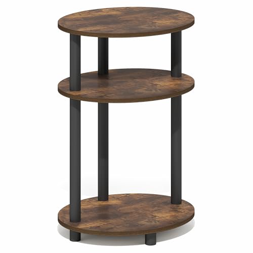 Furinno Turn-N-Tube Side Table, 3-Tier Oval End Table, Night Stand, Bedside Table, for Living Room, Bedroom, Amber Pine - color: Amber Pine, size: 1-Pack, Plastic Frame, 3-Tier, 23 Inches Tall