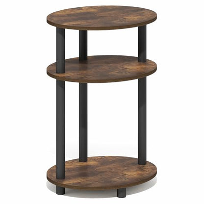 Furinno Turn-N-Tube Side Table, 3-Tier Oval End Table, Night Stand, Bedside Table, for Living Room, Bedroom, Amber Pine - color: Amber Pine, size: 1-Pack, Plastic Frame, 3-Tier, 23 Inches Tall