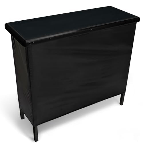 PartyLife NEW & Improved Portable Bar Table w/Folding Legs, 2 Bar Skirts, Heavy-Duty Storage Shelf & Carrying Case - Black - color: Formal, size: Standard, style: Base Model