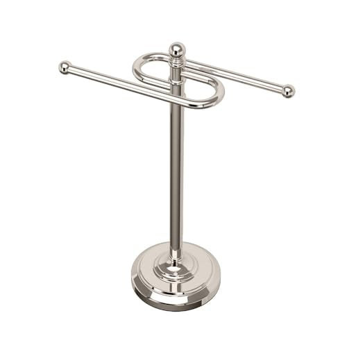 Gatco 1546PN Modern Freestanding Countertop S-Shape Towel Holder, Polished Nickel Bathroom & Kitchen Hand Towel Rack, Round Base Towel Stand for Vanity, Sink & Guest Bathroom Organization - color: Polished Nickel