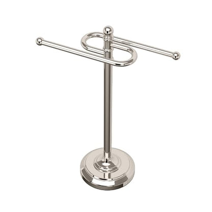 Gatco 1546PN Modern Freestanding Countertop S-Shape Towel Holder, Polished Nickel Bathroom & Kitchen Hand Towel Rack, Round Base Towel Stand for Vanity, Sink & Guest Bathroom Organization - color: Polished Nickel